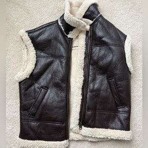 Women’s Brown Shearling Lined Leather Vest